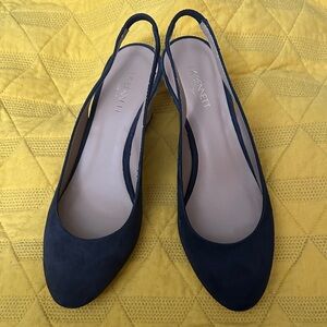 LK Bennett Dark Blue Suede Slingback Heels